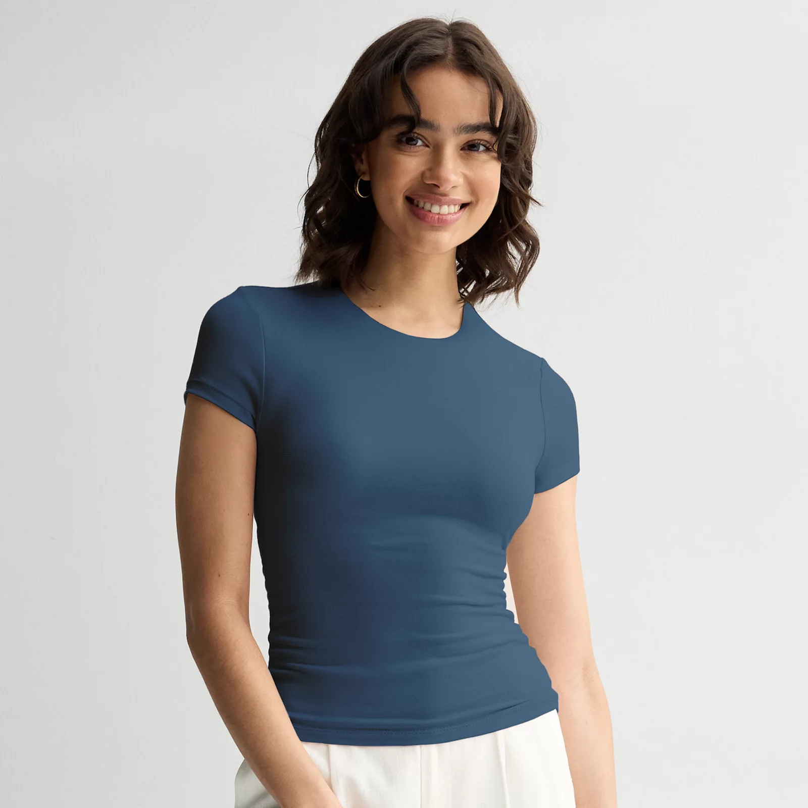 Juniors' Pink Republic Contour Short Sleeve Top, Girl's, Size: XS, Dusty Blue | Kohl's