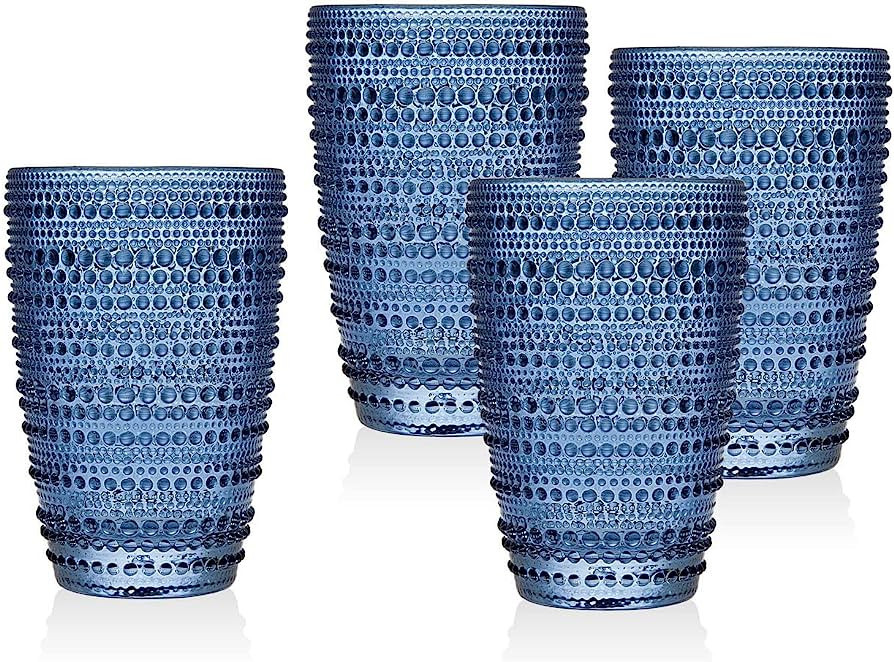 Godinger Highball Glasses, Tall Beverage Glass Cups - Lumina Blue, Set of 4 | Amazon (US)
