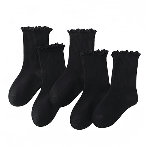 Baby Toddler Girls Ruffle Socks, Women’s Frilly Turn-Cuff Cotton Crew Socks - Breathable Casual... | Amazon (US)