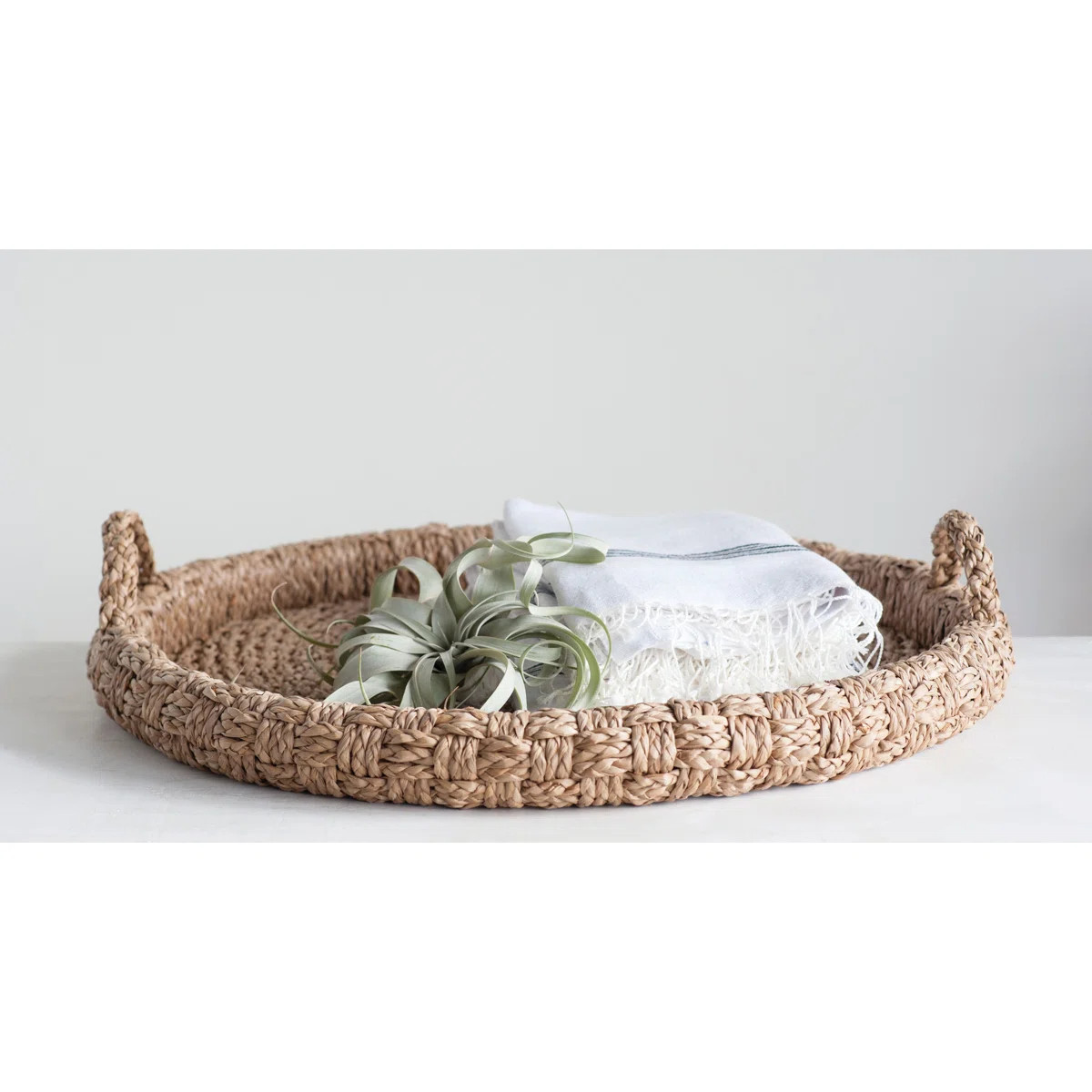 Round Braided Bankuan Tray with Handles | Wayfair North America