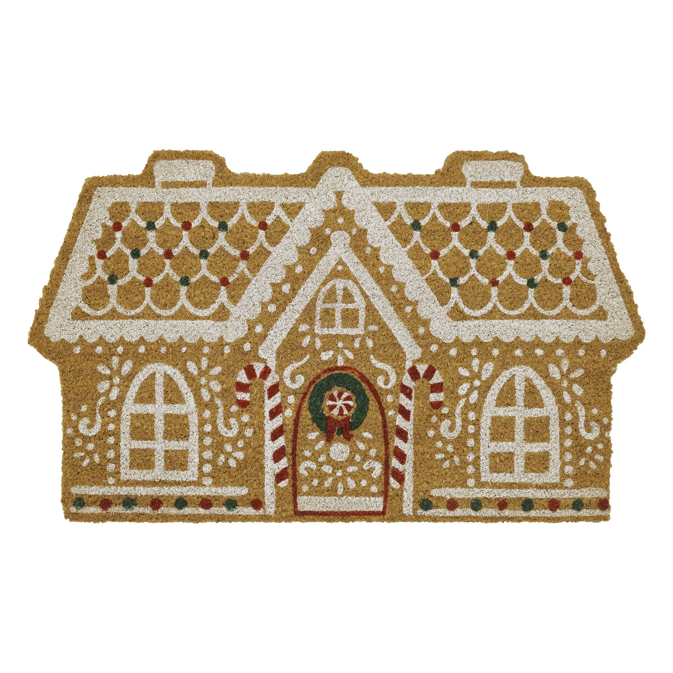 My Texas House Multi Gingerbread Candy Cane Outdoor Coir Doormat, 18" x 30" | Walmart (US)