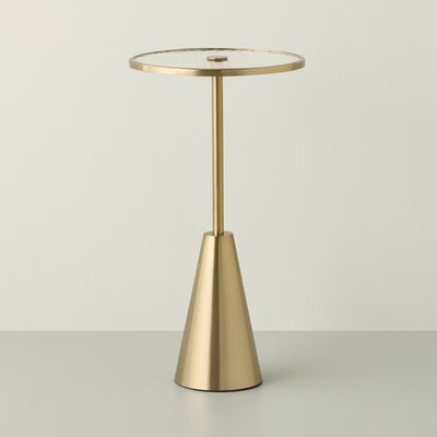 Round Accent Side Table Glass/Brass - Hearth & Hand with Magnolia | eBay US