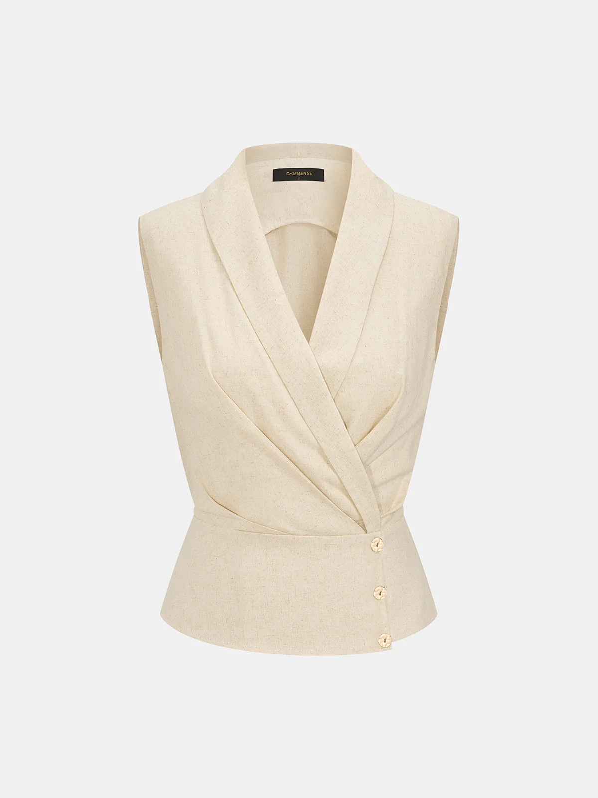 Linen Blend Wrap Vest Top | Commense