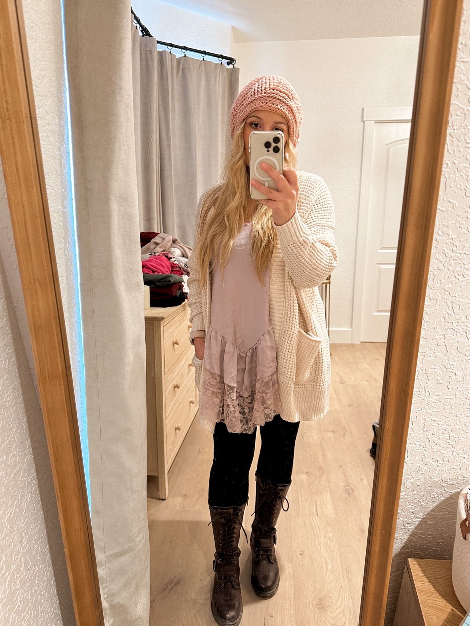 Warm but romantic winter outfit! Wool leggings make it so cozy!

#LTKstyletip #LTKmidsize