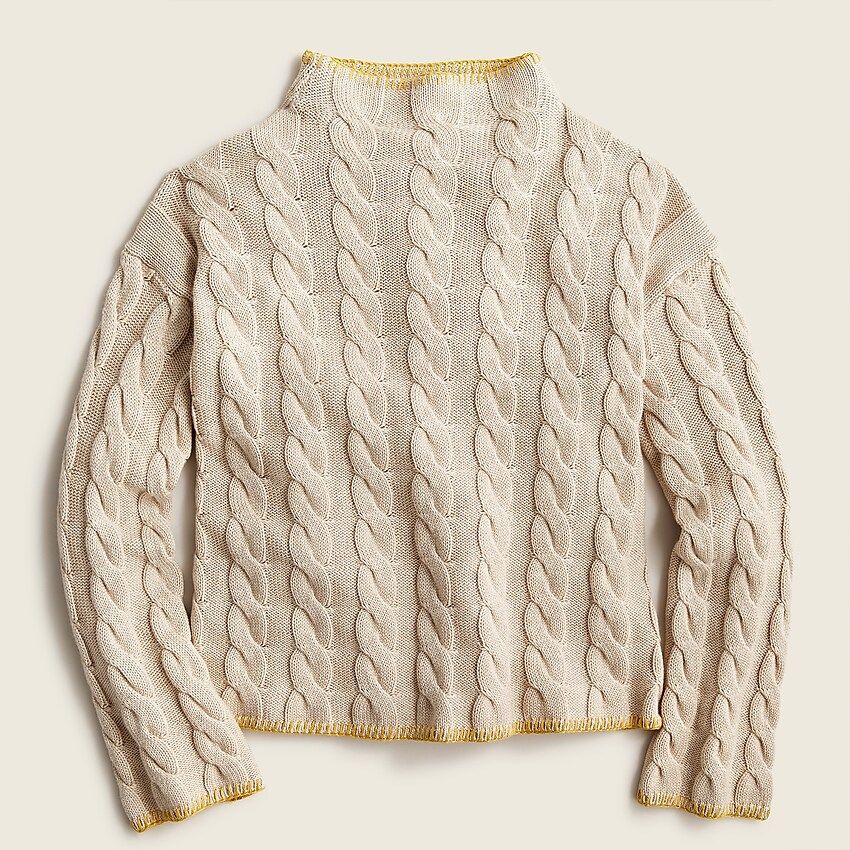 Cotton-cashmere cable-knit mockneck sweater | J.Crew US