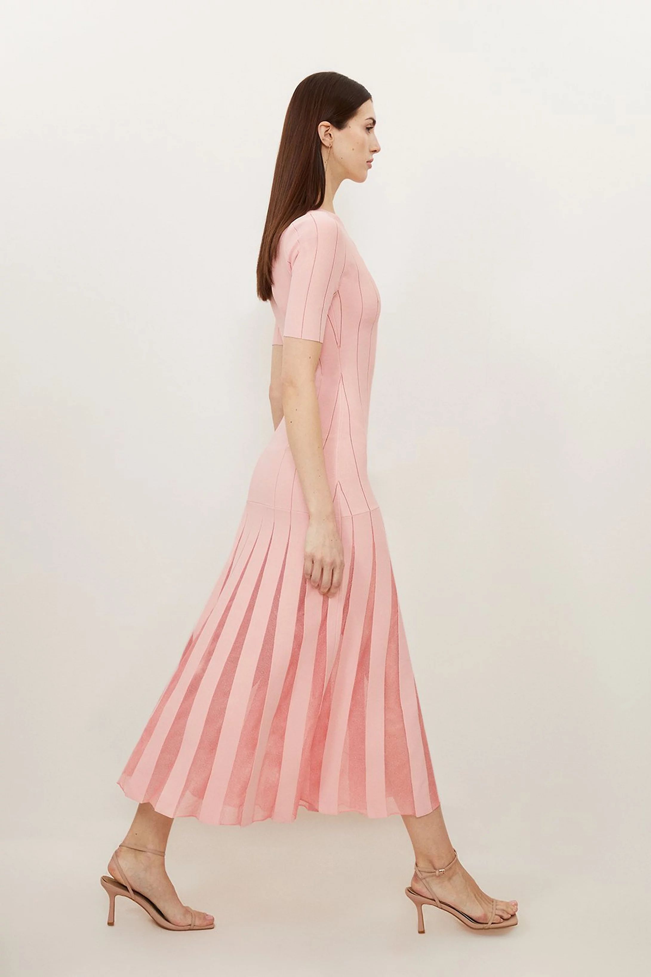 Viscose Blend Filament Full Skirt Knit Midi Dress | Karen Millen US