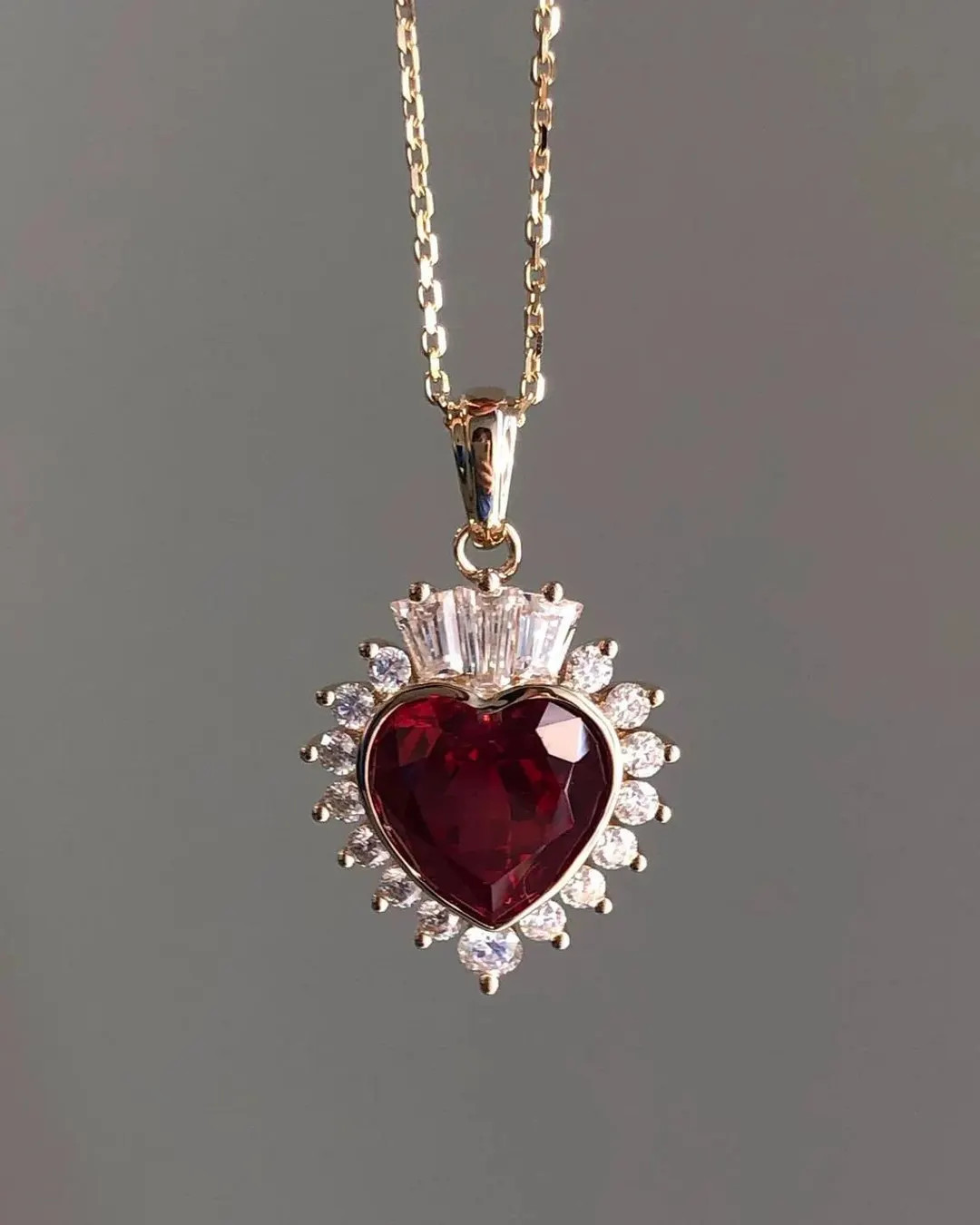Vintage Heart Ruby Pendant: 14k Solid Gold, Valentine's Gift - Etsy Canada | Etsy (US)