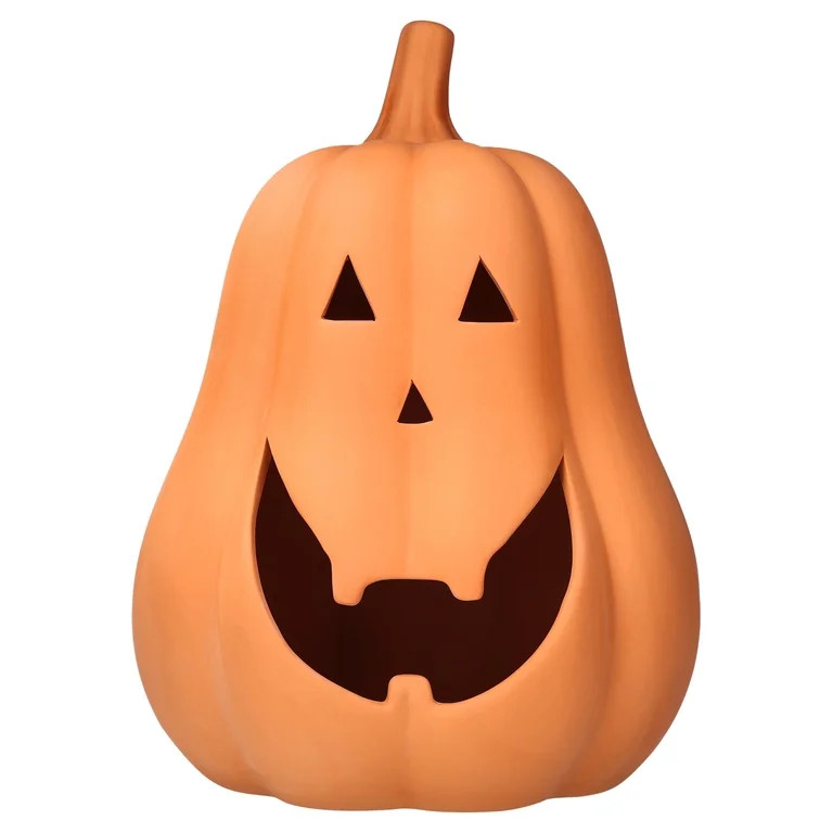 Jack-o'-Lantern Decoration, Terracotta, 10.25", Halloween by Way To Celebrate | Walmart (US)
