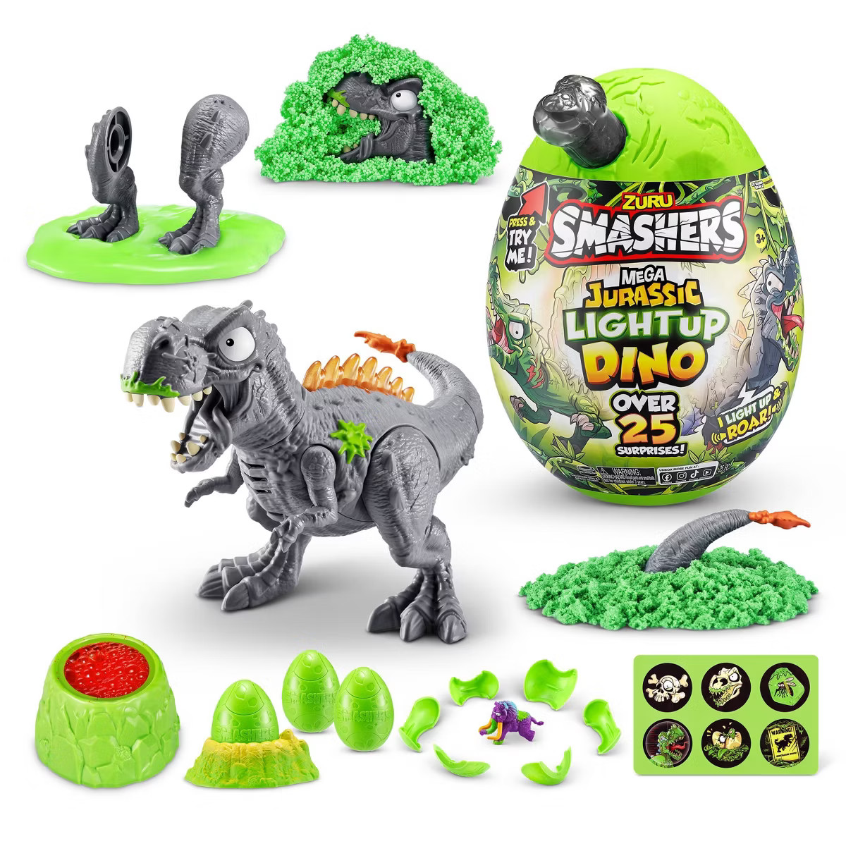 Smashers Mega Jurassic Light-Up Dino Surprise Egg Mini Figure Set: Plastic Dinosaur Toys, Include... | Target