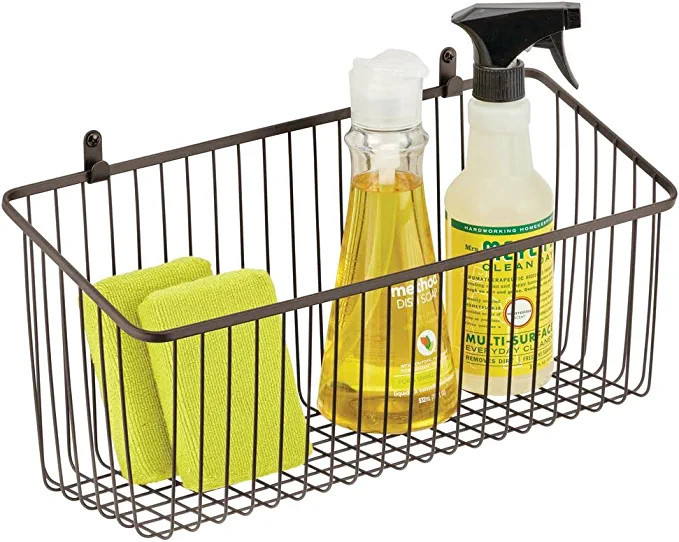 mDesign Portable Metal Farmhouse Wall Decor Angled Storage Organizer Basket Bin for Hanging in Ki... | Amazon (US)