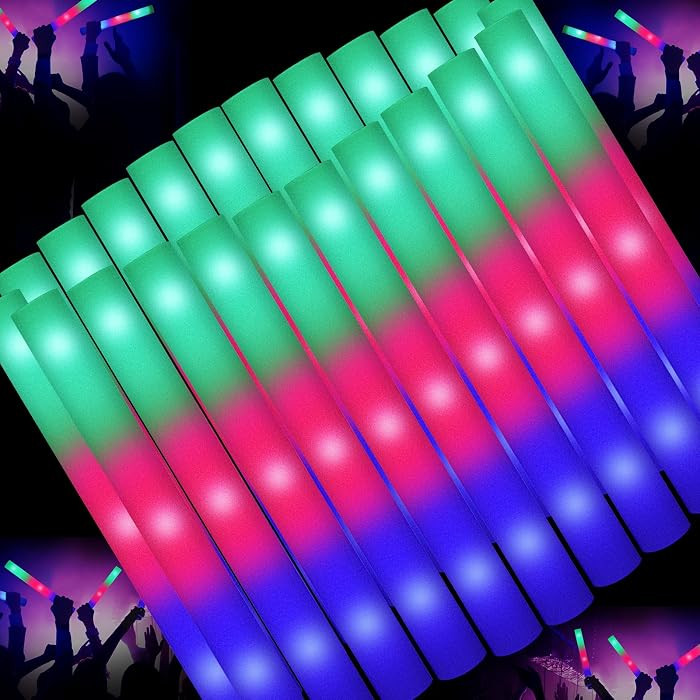 115 Pack LED Foam Glow Sticks, Glow Sticks Bulk with 3 Modes Colorful Flashing, Glow in the Dark ... | Amazon (US)