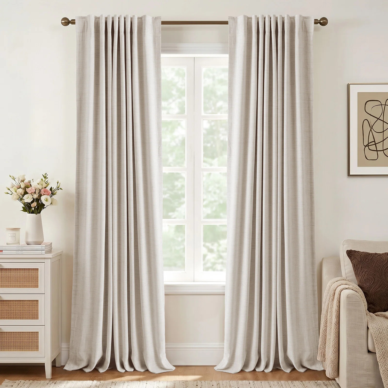 Graciella Thermal Insulated Faux Linen Max Blackout Curtains Back Tab/Rod Pocket Bedroom Drapes | Wayfair North America
