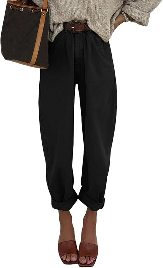 EVALESS High Waisted Baggy Cargo Jeans for Women Casual Loose Cropped Y2k Denim Pants | Amazon (US)