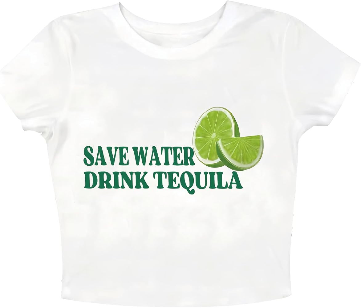 Save Water Drink Tequila Cropped T-Shirt Tequila Crop Top | Amazon (US)