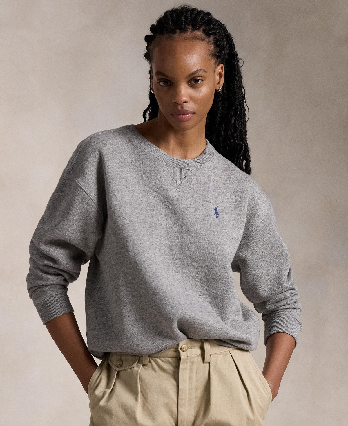 Polo Ralph Lauren Women's Fleece Crewneck Sweatshirt - Dark Vintage Heather | Macy's