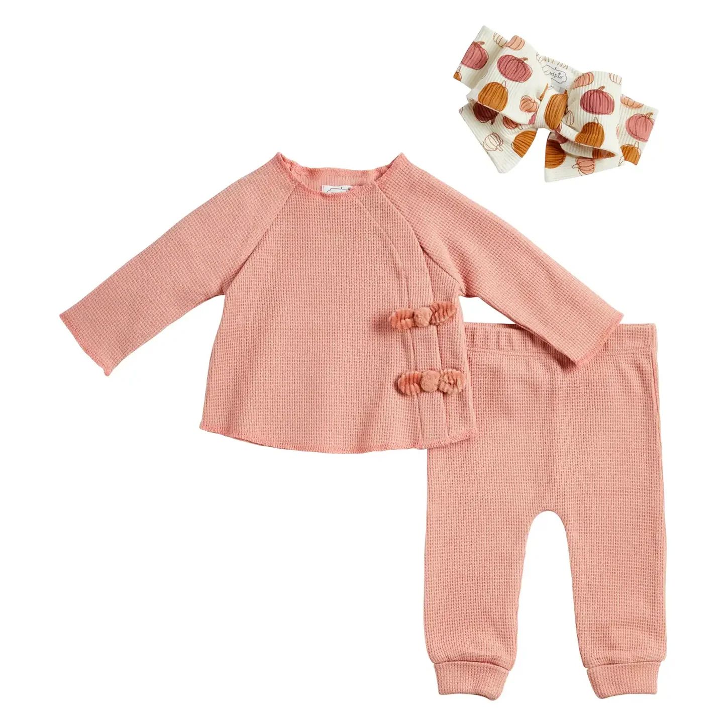 Pink Pumpkin Waffle Outfit & Headband Set | SpearmintLOVE