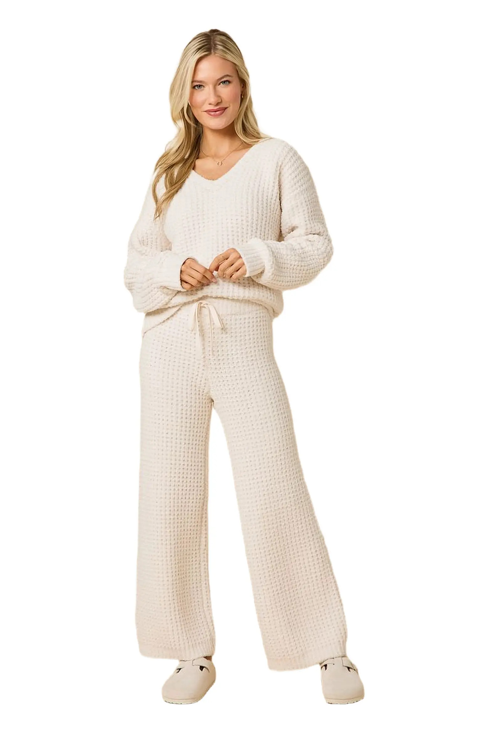 Softies Waffle Marshmallow V-Neck Lounge Set (Women) | Nordstrom | Nordstrom