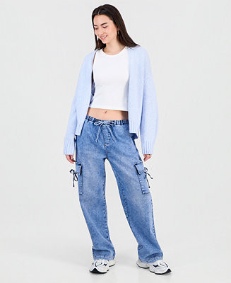 Juniors' Ultra Cozy Bow Cargo Pull-On Jeans | Macy's