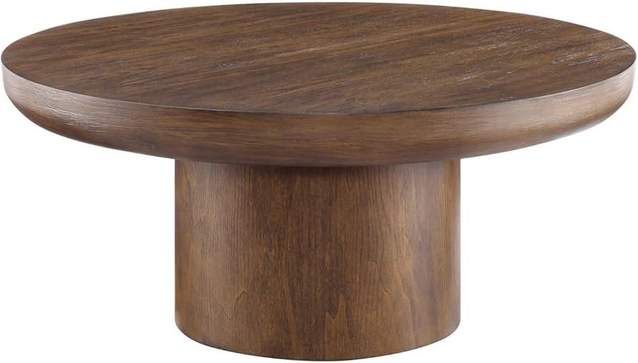 Modern 36 Inch Round Coffee Table, Solid Wood Pedestal Base, Sleek Contemporary Design, Ideal for... | Amazon (US)