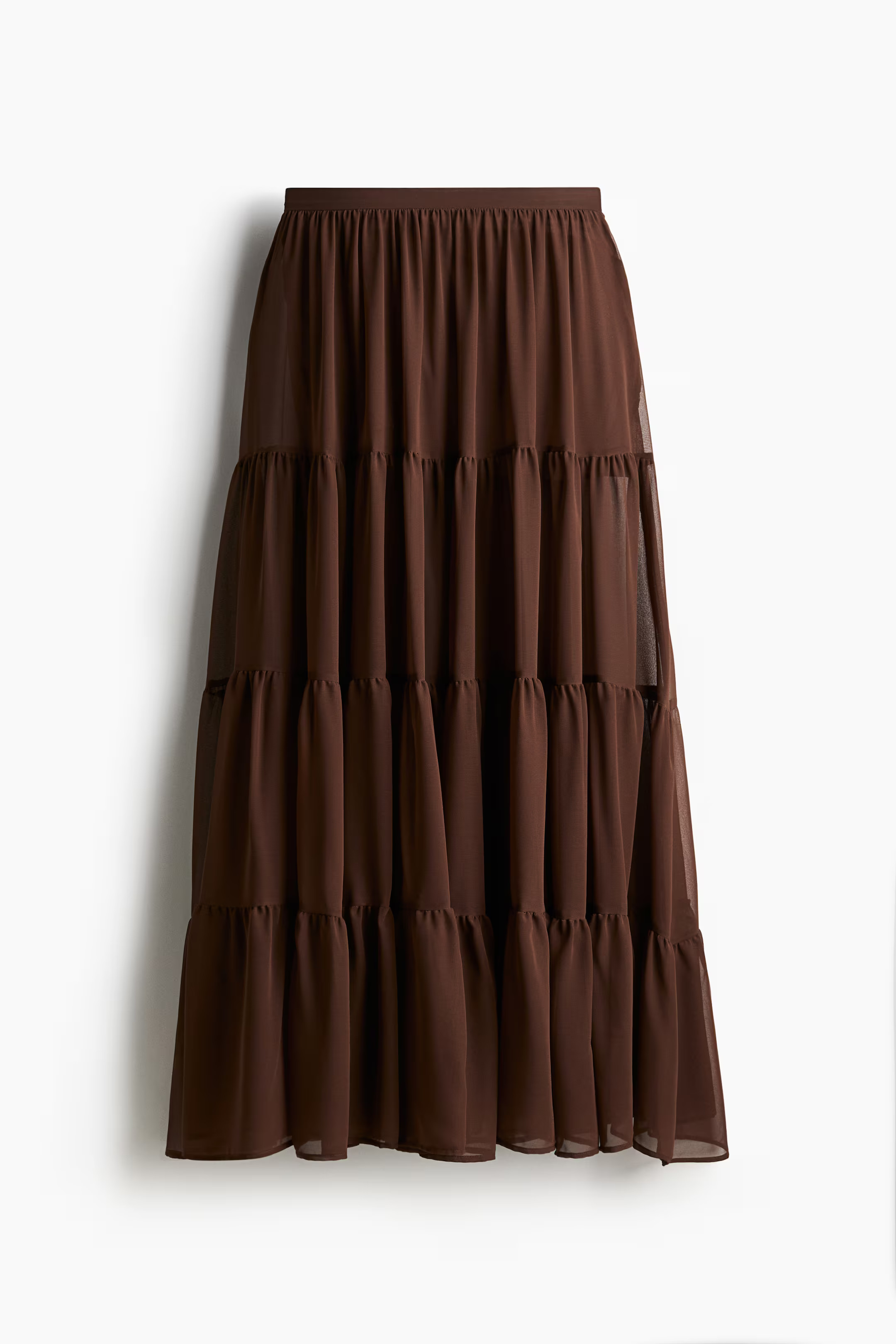 Tiered maxi skirt - Dark brown - Ladies | H&M GB | H&M (UK, MY, IN, SG, PH, TW, HK)