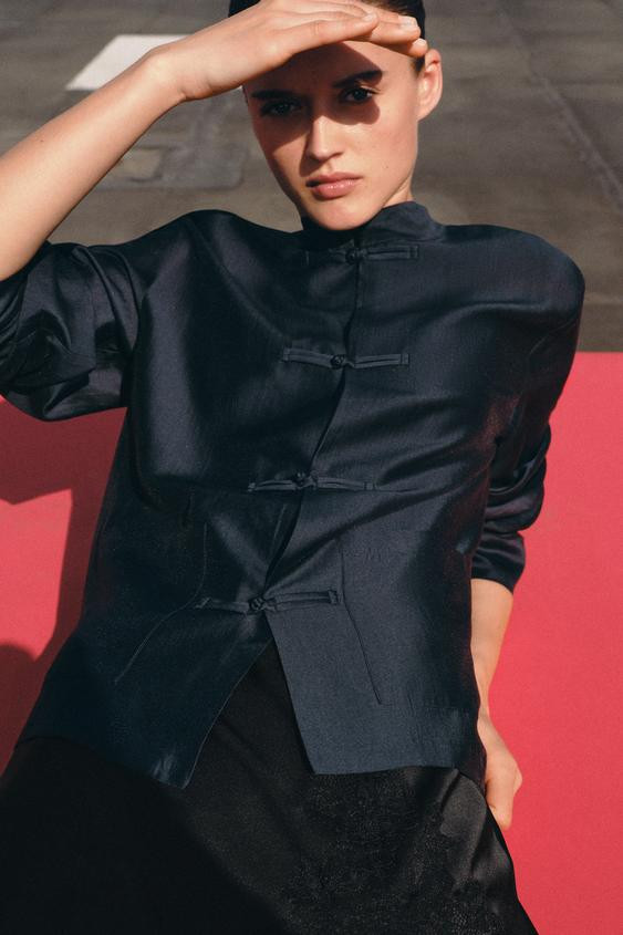 ZW COLLECTION SATIN SHIRT WITH FIREMAN CLASPS | Zara UK