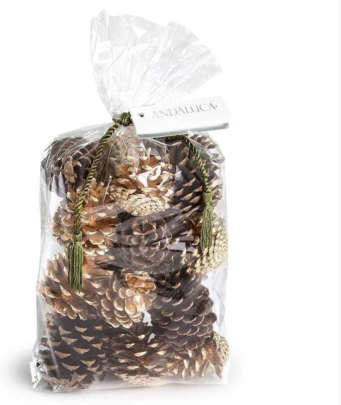 ANDALUCA Mixed Natural & Gold Decorative Pinecone Vase & Bowl Fillers | Pinecones for Decorating ... | Amazon (US)