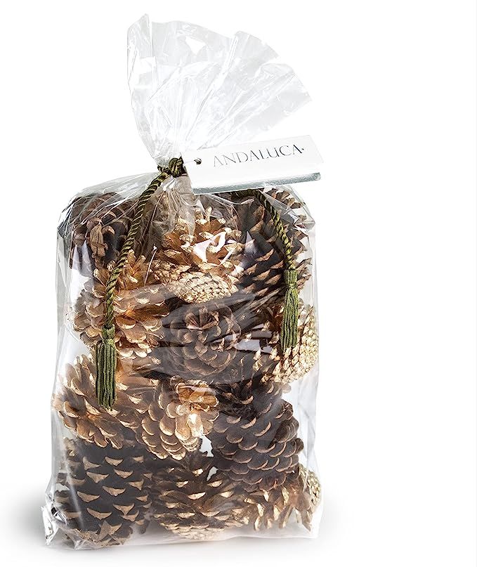 ANDALUCA Mixed Natural & Gold Decorative Pinecone Vase & Bowl Fillers | Pinecones for Decorating ... | Amazon (US)