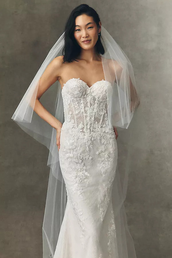 Pronovias x Anthropologie Weddings Bretty Strapless Sweetheart Wedding Gown | Anthropologie (US)