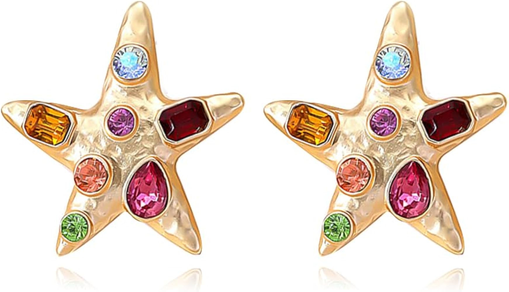 Gold Shell Dangle Earrings for Women Star Rhinestone Colorful Chunky Seashell Starfish Earrings S... | Amazon (US)