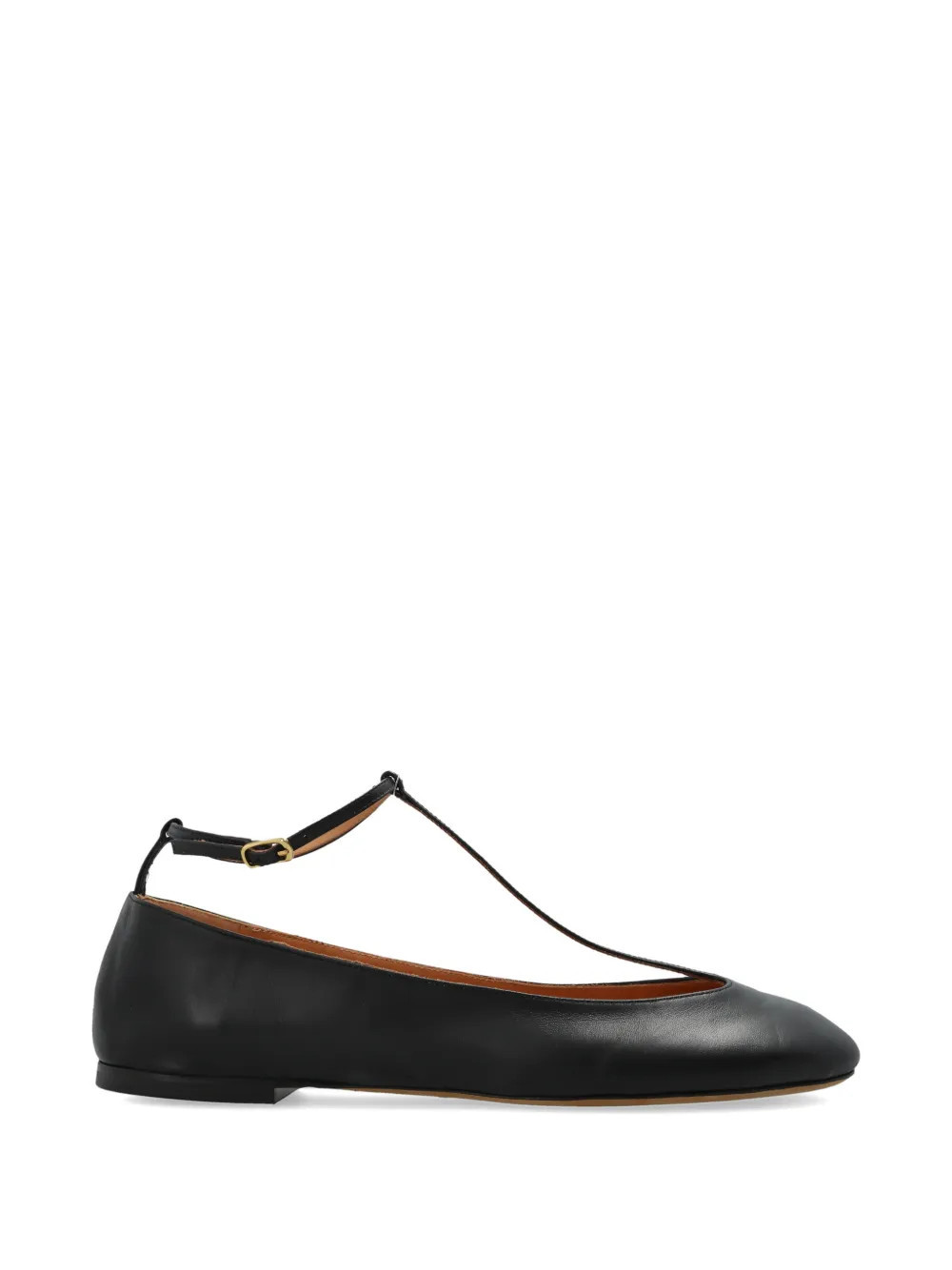 ODISSI T-strap buckled leather ballet flats - Black | Farfetch Global