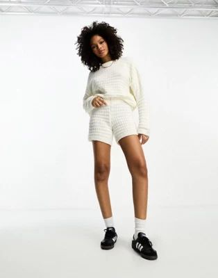 ASOS DESIGN boxy textured knit jumper co ord in cream | ASOS (Global)