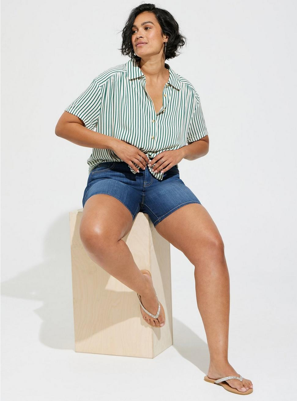 Challis Short Sleeve Button Up Shirt | Torrid (US & Canada)
