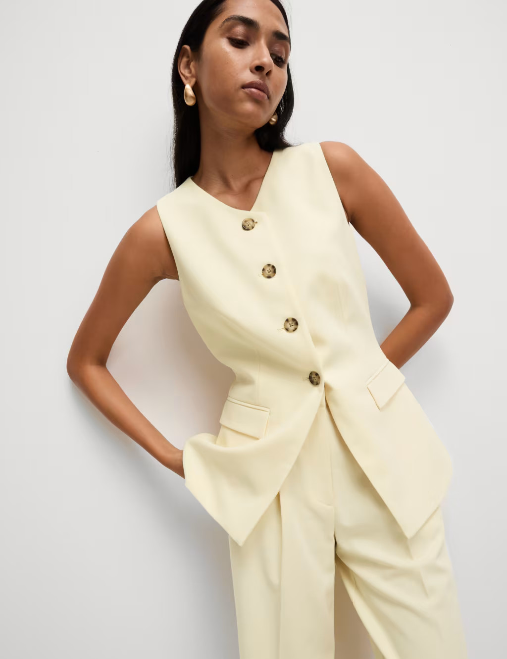 Tailored Single Breasted Longline Waistcoat | Marks & Spencer (UK)