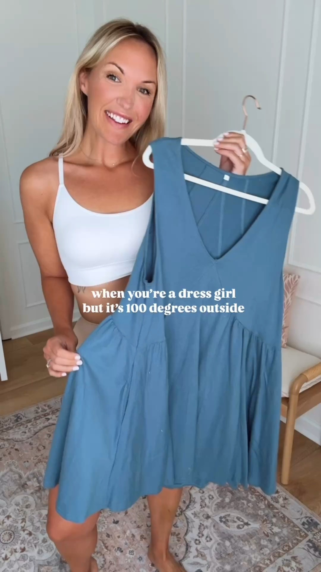 What I’m wearing on repeat when it’s 100 degrees outside 🔥☀️ I have this cutie dress in multiple colors now! Wearing a med

#LTKootd #LTKSeasonal #LTKMidsize