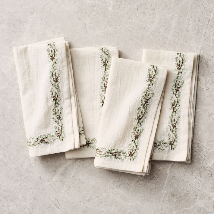 Embroidered Juniper Napkins | West Elm (US)