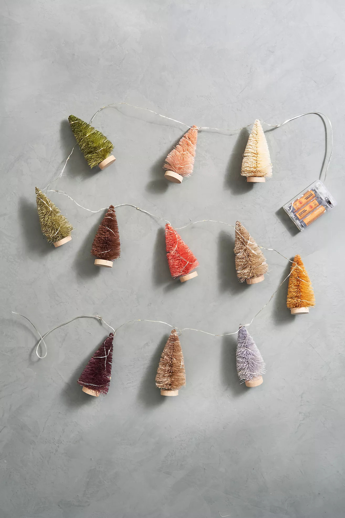 Pre-Lit Colorful Brush Tree Garland | Anthropologie (US)