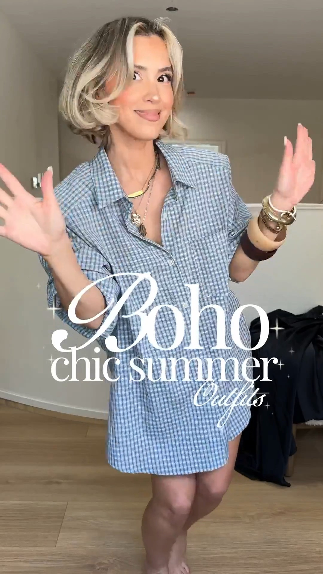 Boho chic summer outfits ✨🙌🏼

Outfit 1: exact maxi skirt is Chilco from Free People but I linked a similar and more affordable version from Amazon as well! 

I’m so sorry, but I could no longer find the exact blue button up available anywhere. I linked to the exact button up except in a different color (from revolve). It has shoulder pads and it’s freaking amazing. You could achieve this look by wearing any blue button up and wearing shoulder pads for that very structured look. I linked my favorite shoulder pads and similar men’s button up (size down). 

Outfit 2: exact jeans are Eden High from Free people but most sizes are gone, so I linked very identical jeans to those. You just really need wide leg high-rise jeans to achieve this look. ￼

Outfit 3: scarf top is from Amazon! I’m only wearing nappies because I have pretty small ones. ￼But I did link a very reliable self adhesive bra that you can try with this top. Black pants are Zara Medium (but the image below shows them in pink only). 

Small in skirts + tops | size 27 in jeans

#LTKgrwm #LTKootd #LTKU