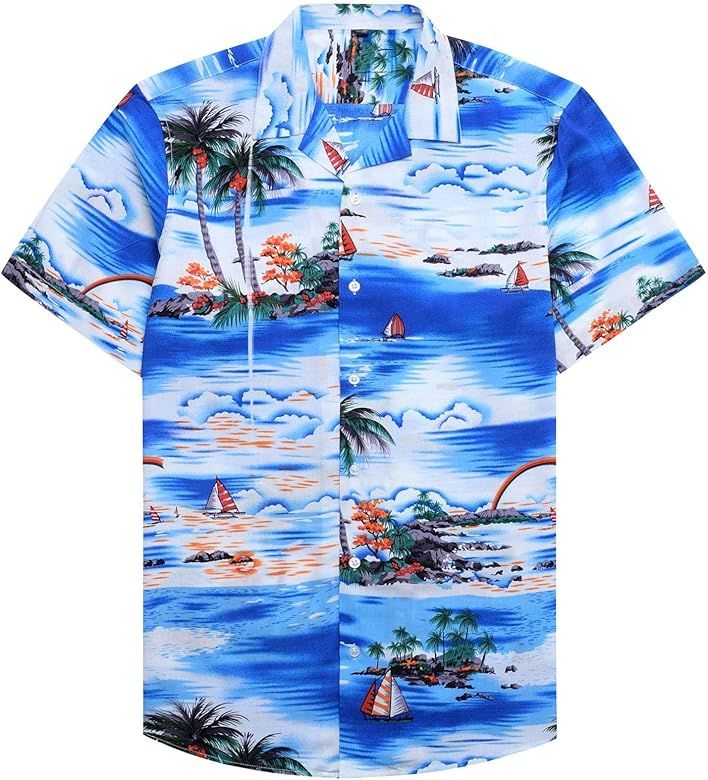Alimens & Gentle 100% Cotton Regular Fit Short Sleeve Casual Hawaiian Shirt for Men | Amazon (US)