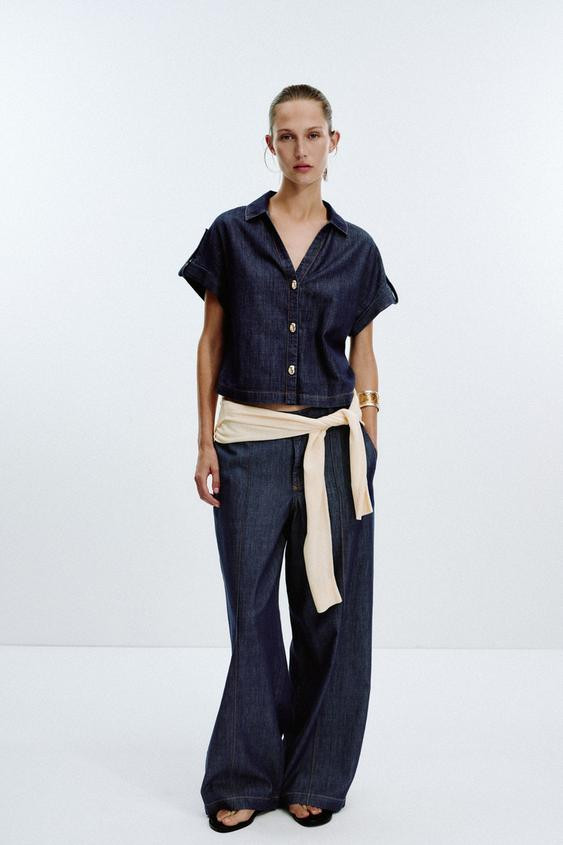 Z1975 SHORT SLEEVE DENIM SHIRT | Zara US