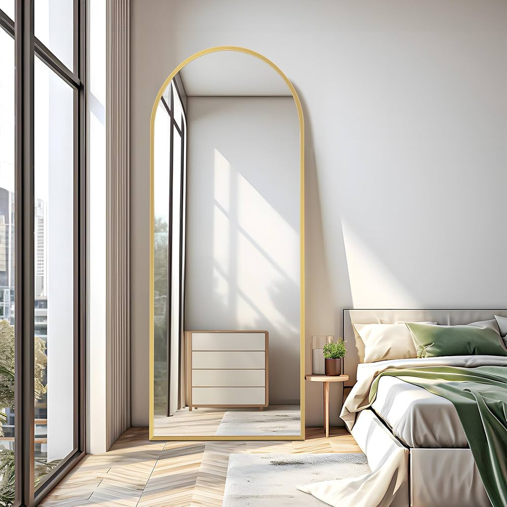 BONEWEI 65"x24" Arched Mirror Full Length Gold, Oversized Floor Mirror with Stand,Wall Mounted Fu... | Amazon (CA)