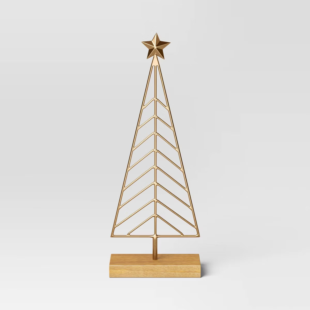 13" Metal Christmas Tree Figurine with Wood Base - Wondershop™ Gold | Target