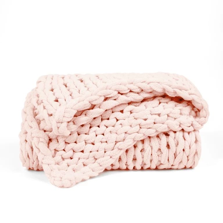 Comfort Canopy - Ultra Soft Chunky Knitted Cozy Blush Throw Blanket - Decorative, Warm, and Light... | Walmart (US)