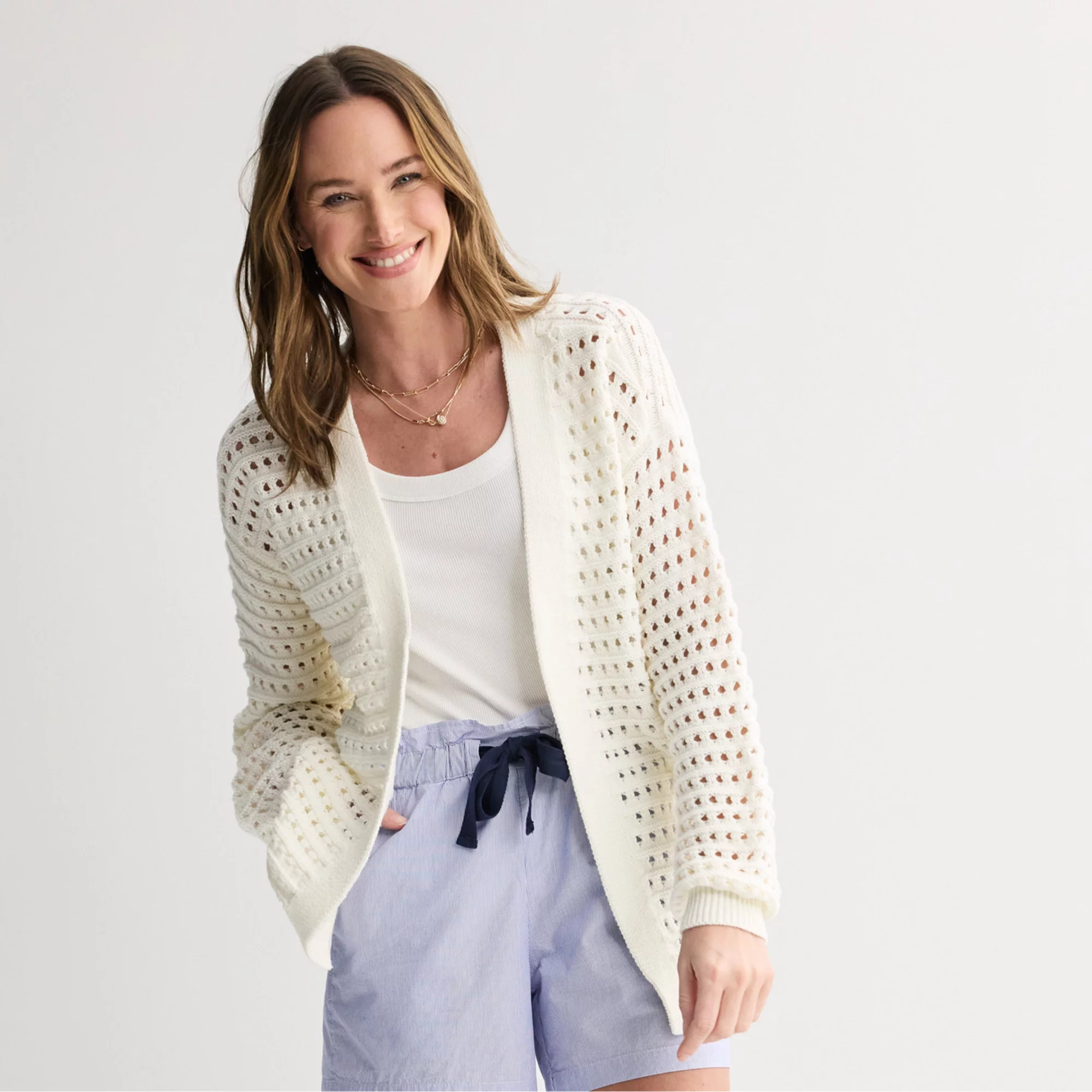 Women's Sonoma Goods For Life® Fisherman Sweater Cardigan | Kohl's