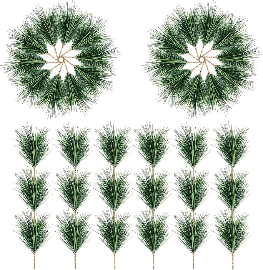 Alpurple 60 PCS Artificial Green Pine Needles Branches- Small Pine Twigs Stems Picks- Fake Greene... | Amazon (US)