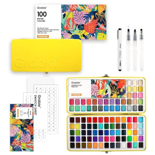 Grabie Set of 100 Color Watercolor Paint Set with Brush Pens | Amazon (US)