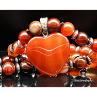 Special Christmas Gift Necklace Natural Heart Carnelian Pendant Genuine Gemstone Crystal Bohamian | Etsy (US)