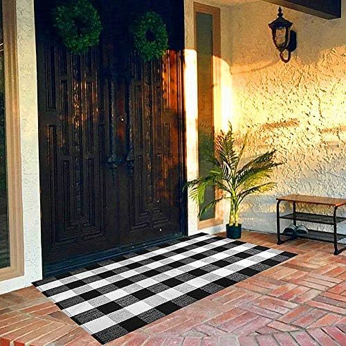 Levinis Black and White Plaid Rug Living Room Area Rugs, 100% Cotton Rug Hand-woven Checkered Car... | Amazon (US)