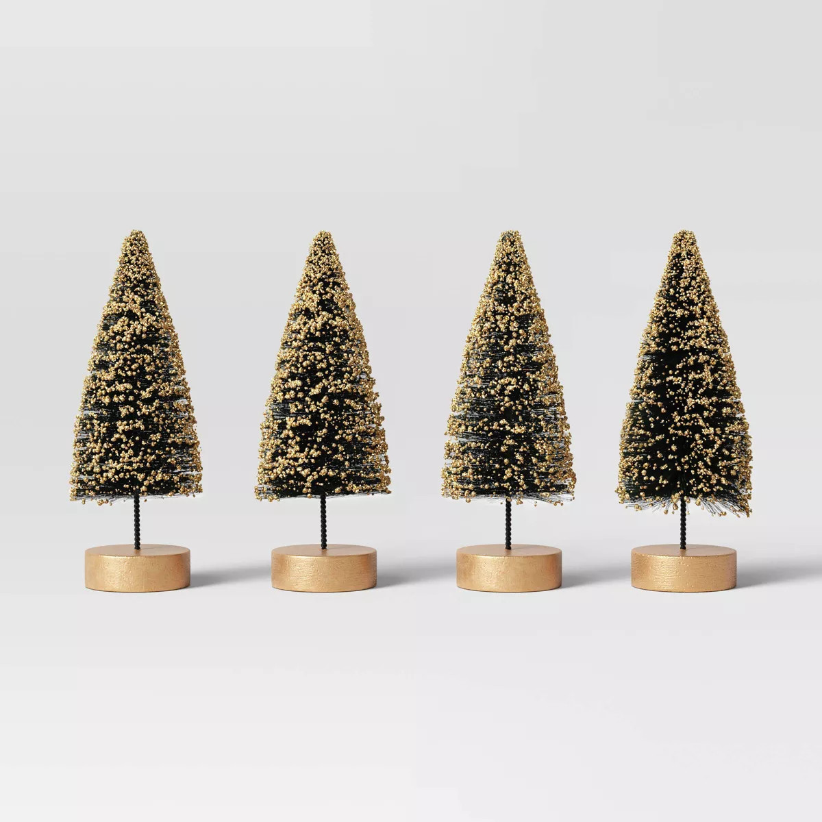4pc 4" Glittered Sisal Christmas Bottle Brush Tree Set - Wondershop™ Black | Target