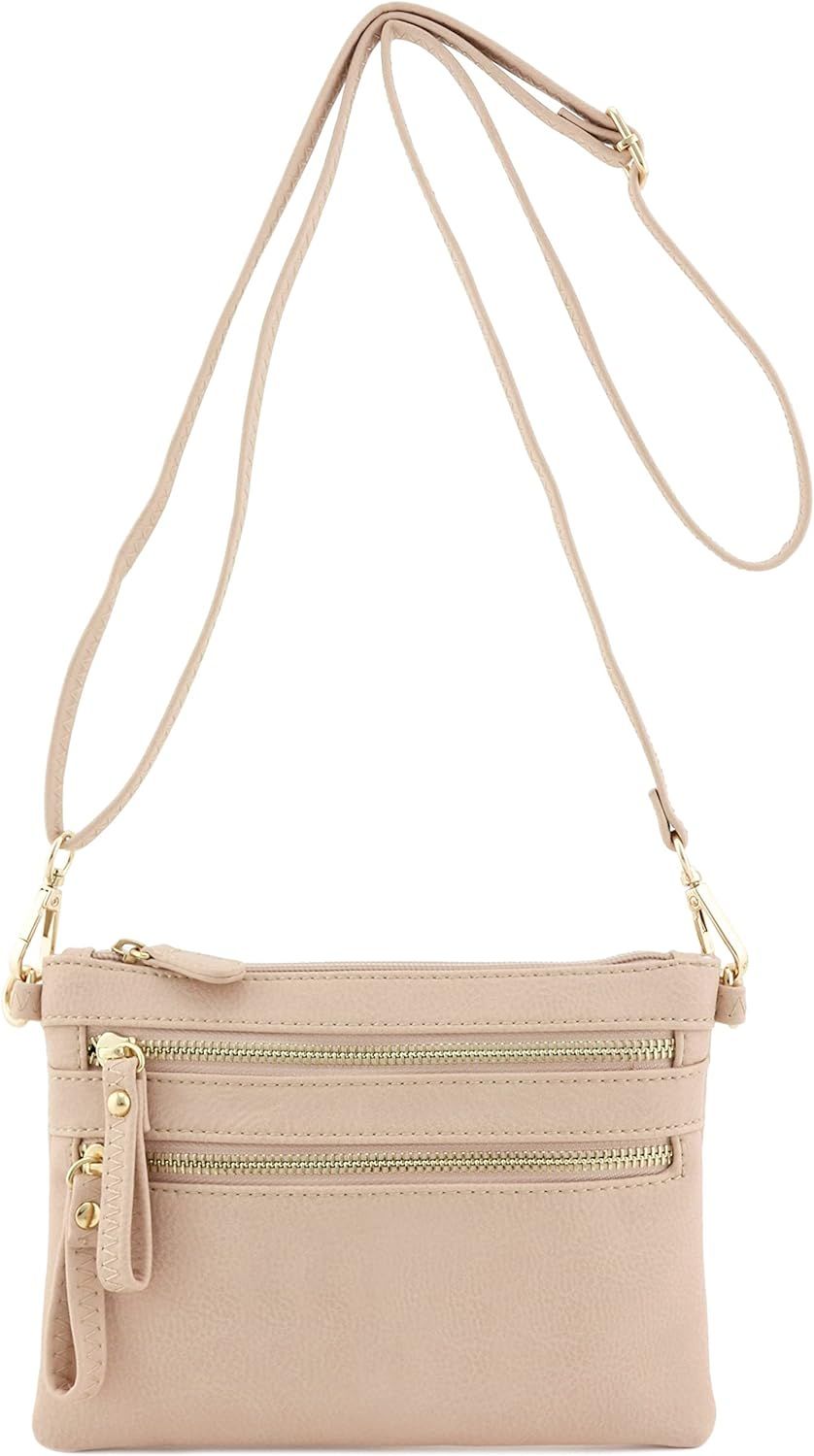Multi Zipper Pocket Small Wristlet Crossbody Bag | Amazon (US)