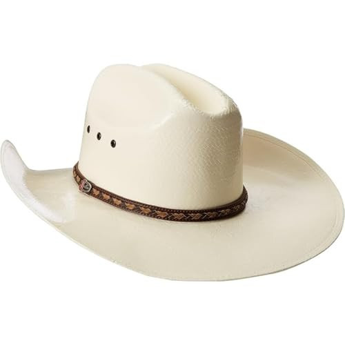 Justin Men’s Morgan Hat - 10X Collection - Premium Toyo Paper - Features Braided Leather Band and Comfort Sweatband - with Cattleman Crease Crown - 4” Brim - Ivory - 6 7/8 | Amazon (US)